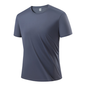 T-shirt à manches courtes pour homme en nylon, couleur unie gris château, vêtements de loisirs, uniformes scolaires - Product Image 1