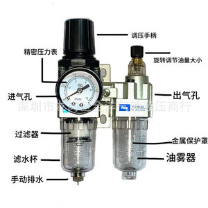 Unidad de Tratamiento de Aire Serie AC con Regulador de Presión y Lubricador de Niebla de Aceite para Sistemas Neumáticos - Product Image 1