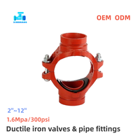 Tête d'incendie FM UL de bonne qualité 6'*2' en fonte ductile rainurée, raccord en T mécanique fileté pour système de protection incendie