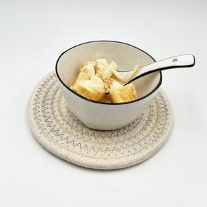 Round Braided Cloth <b>Place</b> <b>Mat</b> With Geometric Pattern For Home Use Washable Simple Style - Product Image 1