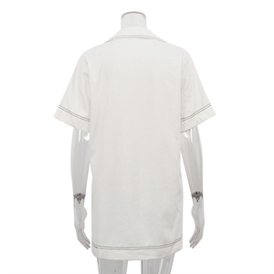 Top cuciture doppie tasche sul petto 2025 estate cotone manica corta Casual <span class=keywords><strong>bianco</strong></span> Polo abiti <span class=keywords><strong>con</strong></span> <span class=keywords><strong>colletto</strong></span> da donna - Product Image 5