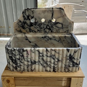 定制尺寸卡拉卡塔中提琴大理石水槽豪华浴室梳妆台水槽手工雕刻天然石盆 - Product Image 4