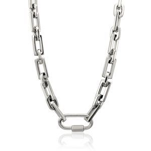 트렌디 한 기하학적 디자인 두꺼운 링크 체인 목걸이 초커 큰 카라비너 잠금 걸쇠 버클 펜던트 청키 목걸이 니켈 무료 - Product Image 2