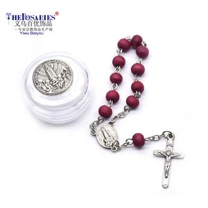 Pulsera de <span class=keywords><strong>Rosario</strong></span> con Cuentas de Madera Aromática, Cruz de Rosa, <span class=keywords><strong>Rosario</strong></span> Religioso de Madera, Pulsera Pequeña de Madera con Imágenes de Anime - Product Image 1