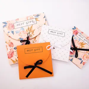 Wholesale Women Square Silk Scarf Envelope Packaging With Ribbon