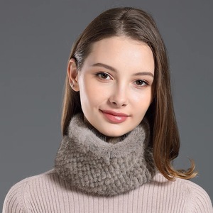 Élégant cache-cou court <span class=keywords><strong>en</strong></span> <span class=keywords><strong>fourrure</strong></span> de lapin tricoté à la main pour femme, respirant, imprimé animal, tressé, chaud pour l'hiver, élastique - Product Image 1