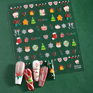 Pegatinas de Uñas con Diseño de Muñeco de Nieve y Árbol de Navidad en Gel Suave 5D con Impresión en Relieve, Pegatinas de Uñas DIY, Calcomanías de Uñas, Venta al por Mayor, OEM, Personalizadas - Product Image 6