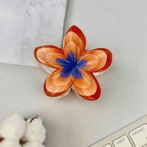 Pinza para el pelo con diseño de flor degradada y plato de huevo multicolor para un peinado creativo y dulce - Product Image 5