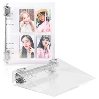 Protège-cartes Kpop en acrylique A5 ultra transparent, classeur à 6 anneaux avec album à 4 pochettes pour cartes, produits de classement