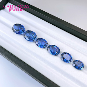 Cadermay Synthetic Sapphire Oval Loose Stone Cornflower Blue For Jewelry Making - Product Image 4