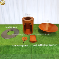 Brasero d'extérieur en acier Corten avec grille - Brasero multifonctionnel en acier patinable pour la cuisson au barbecue