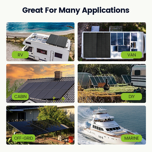 Panneau solaire monocristallin 130W entièrement noir, haute efficacité 23,5%, 20V Premium, garantie 25 ans pour camping-car, bateau, maison - Product Image 4
