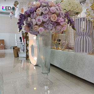 LEDA Hot Selling Wedding Centerpieces Glass Flower Stand Home Decor Events <b>Table</b> Ripple Clear Glass Vase - Product Image 1