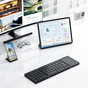 Plastic Portable Mini Three-Folding bluetooth Keyboard Wireless Touchpad English keyboard Laptop for IOS <b>Android</b> iPad - Product Image 2