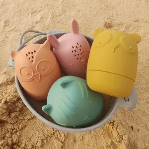 프로모션 사용자 정의 실리콘 목욕 장난감 동물 부동 곰 토끼 새끼 고양이 그릇 욕조 삐걱 거리는 목욕 장난감