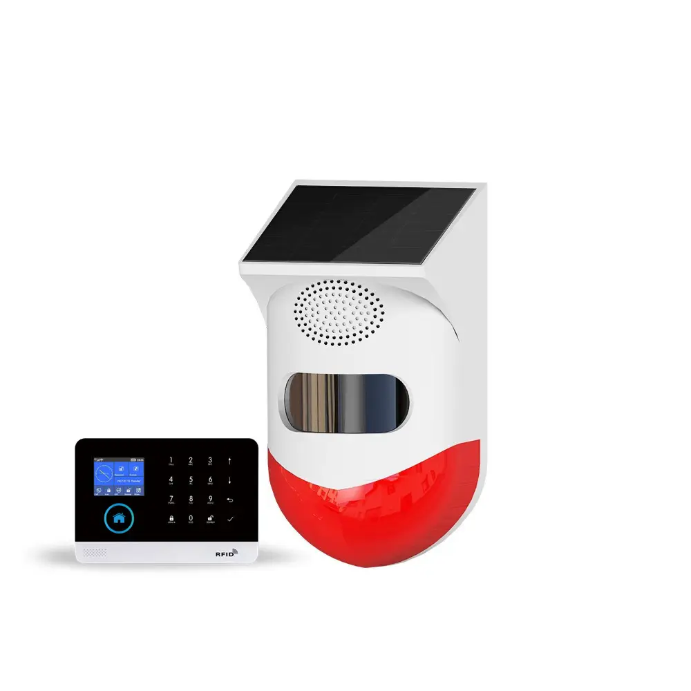 Smart Home Security System Solar Powered Burglar Alarm Wireless PIR Detector Siren 120dB Sound Strobe Light Motion Sensor Alarm