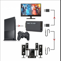 Para PS2 a HD Adaptador convertidor Compatible 480i/480p/576i Audio Video con Cable de Audio compatible con PC todos los modos de visualización PS2 empaquetados