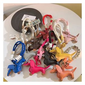 New Dachshund Keychain Designer Customized PU Leather Keychain Bag <b>Accessories</b> Mobile Phone Pendant Car Luxury Keychain - Product Image 1