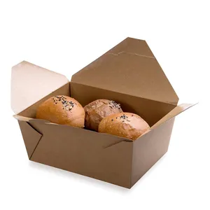 Customize logo printing Eco-friendly recyclable takeaway Kraft paper box food container packaging boxes can digital printing