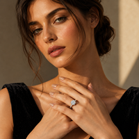Bague de fiançailles et de mariage classique pour femme en argent sterling 925 avec moissanite D Color VVS1, taille brillant rond 1 carat, sertie 4 griffes et pavée