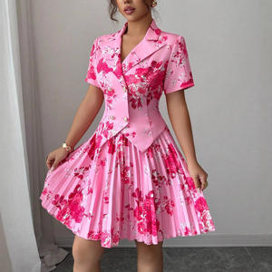 Nouvelle Collection Printemps-Automne 2026 : <span class=keywords><strong>Ensemble</strong></span> Deux Pièces Chic et Polyvalent pour Femme – Imprimé Floral Élégant, Coupe Midi Décontractée avec Boutons - Product Image 4