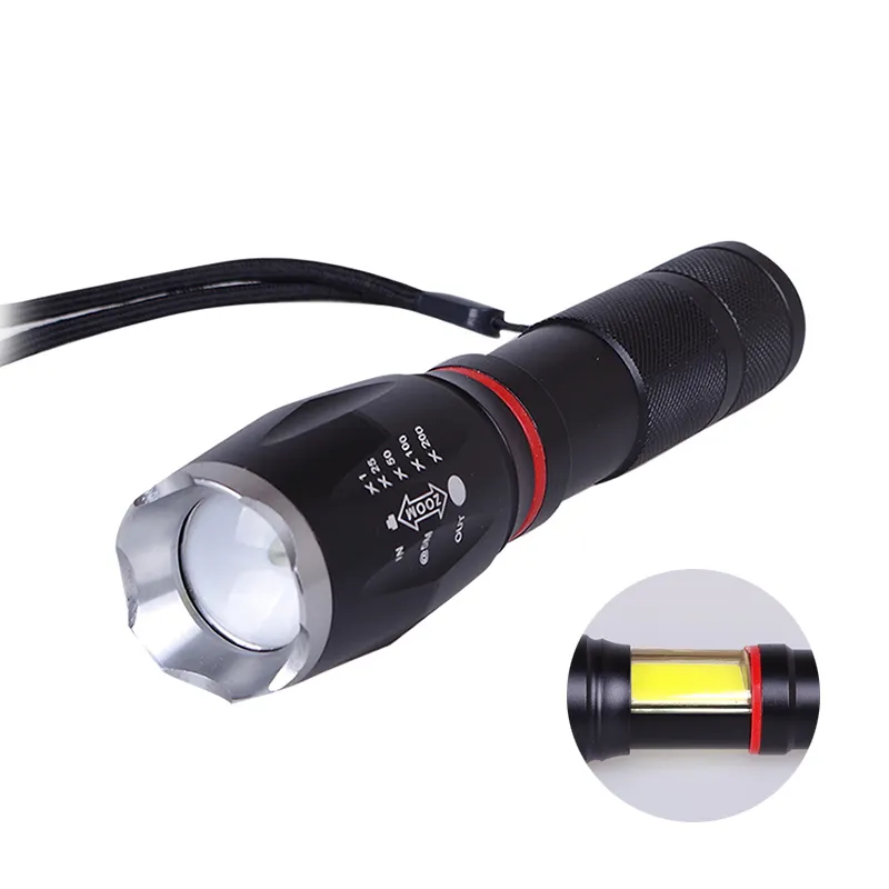 Portable Cob T6 Led Battery Powered Led Tactical Flashlight With Zoom Magnet Waterproof Led Torch Light For Security Guard