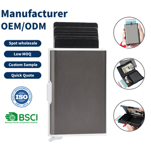Factory OEM/ODM Slim Aluminum RFID Blocking Credit <b>Card</b> <b>Holder</b> <b>Wallet</b> with Button Closure <b>for</b> up Design 5-7 <b>Cards</b> Capacity - Product Image 1