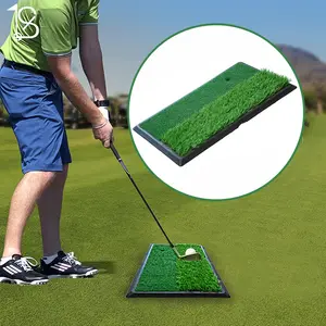 便携式防滑橡胶底部高尔夫削片垫12 "X 24" 双草皮练习训练高尔夫击打垫