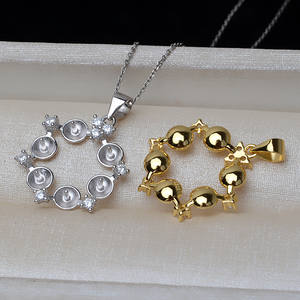 Pendentif en argent S925 de style coréen, petite fleur avec perle de 6-6,5 mm, base creuse en forme de beignet, taille de perle de 3 mm pour votre projet - Product Image 5