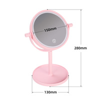 Support personnalisé à 360 degrés miroir de courtoisie rond en acrylique éclairé miroir de beauté de bureau avec Led