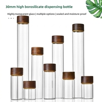 Tubes en verre borosilicate de haute qualité avec couvercle en bois naturel, hermétiques et résistants à l'humidité, capacité 0-100 ml pour le stockage du café, des épices et des aliments