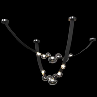Lustre LED moderne et minimaliste à hauteur réglable avec structure en fer et abat-jour en verre, taille moyenne, pour l'éclairage du salon