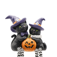 Halloween-Eulen-Statue aus Harz mit Kürbis und hängenden Beinen, Gothic-Dekor im Holzschnitzstil, Heimdekoration, Großhandel, Fabrik, OEM