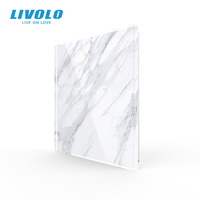 Livolo – Plaque de couverture d'interrupteur mural en verre trempé de luxe avec motif marbre personnalisé pour la décoration de maisons et villas