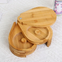 Boîte à épices en bambou à 3 niveaux avec couvercle, rangement rotatif pour sel, sucre et assaisonnements, boîte à assaisonnements polyvalente pour la cuisine et le bar