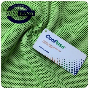 45% Coolpass Sợi Khô Nhanh 55% Cải Tiến <span class=keywords><strong>Cation</strong></span> <span class=keywords><strong>Polyester</strong></span> Sợi Ngang Đan Mật Ong Lược Lưới Độ Ẩm Wicking Thể Thao Vải - Product Image 2