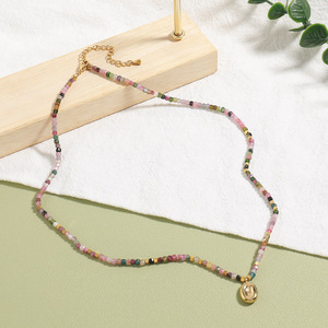 Collana in Acciaio Inossidabile con Ciondolo in Titanio e Perline Artigianali di Tormalina Naturale da 2mm <span class=keywords><strong>per</strong></span> <span class=keywords><strong>Donna</strong></span>, da Indossare o Come <span class=keywords><strong>Regalo</strong></span> - Product Image 3