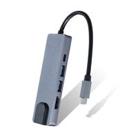 Adaptateur de concentrateur USB-C 5-en-1 avec HDTV 4K30Hz, 2 * USB-A 3.0, Gigabit Ethernet, charge PD 100W pour MacBook Pro/Air