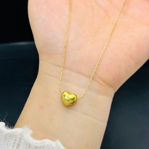 Women's <b>Silver</b> Simple Plain Heart Necklace Trendy Stainless Steel Link <b>Chain</b> with Zircon Valentine's Day & Engagement Gift - Product Image 5