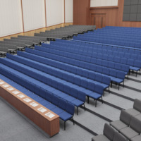 Chaises d'église bleues en gros, tissu de haute qualité, coussin moelleux, chaise d'auditorium, hôtel, théâtre, mobilier commercial