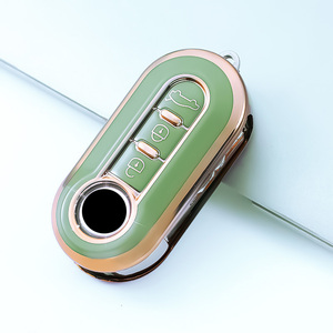 Housse de protection pliante à 3 boutons TPU <span class=keywords><strong>Gold</strong></span> Edge pour <span class=keywords><strong>Fiat</strong></span> <span class=keywords><strong>500</strong></span> Porte-clés à distance Protecteur de porte-clés Accessoires - Product Image 4