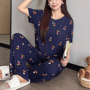 Conjuntos de ropa de dormir Pijamas de verano Ropa de Casa explosiva para mujer Pijamas cortos y largos de 2 colores - Product Image 1