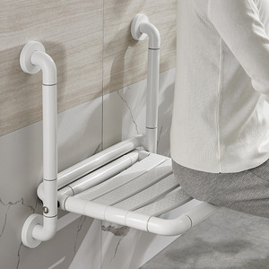 Bathroom Folding Shower Seat Wall Mounted Non Slip <b>Plastic</b> Safety <b>Stool</b> For Seniors 150 Kg Capacity Modern Design - Product Image 1
