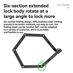 Serrures pliantes certifiées ROCKBROS <span class=keywords><strong>ART</strong></span> pour VTT de route Serrures à six volets pour moto électrique Serrures épaissies <span class=keywords><strong>antivol</strong></span> - Product Image 4