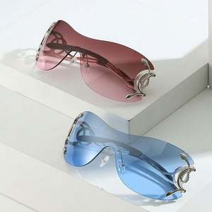 Lunettes de soleil Y2K personnalisées avec logo, monture sans bords, style punk, décor serpent, pour femmes et hommes - Product Image 5