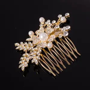 Mode perle fleur peignes à cheveux fête de mariage casque accessoires de cheveux de mariée queue de cheval peigne brillant plein diamant Floral épingle à cheveux