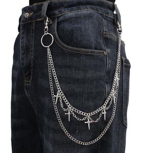 Hip Hop Punk Metal Double Layer <b>Cross</b> Waist <b>Chain</b> For Casual Pants Fashion Body <b>Chain</b> - Product Image 1