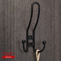 Crochets muraux hauts en métal massif noir mat à double pointe pour manteaux, chapeaux et vestiaires – Quincaillerie d'entrée