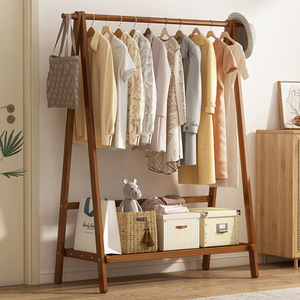 Simple Household Indoor Double-Layer Coat <b>Rack</b> Double-Tier Hanger and Drying <b>Rack</b> for Bedroom Floor Rod Design - Product Image 2