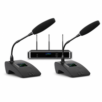 Unité de Présidence de Conférence Sans Fil avec Double Microphone à Matrice UHF FSK, 168 Délegés, Portée 60M, Suivi par Caméra pour Salle de Réunion, Batterie Rechargeable